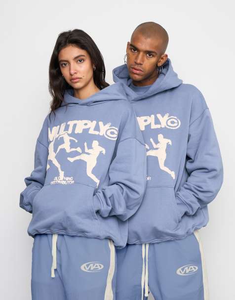 Multiply Apparel - Run - Oversized hoodie met print in blauw - view 1