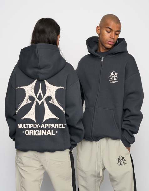 Multiply Apparel - Sketch - Felpa oversize nera con cappuccio e zip - view 1