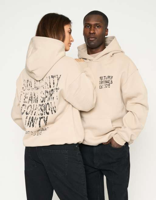 Multiply Apparel - Spirit - Felpa con cappuccio oversize color tortora