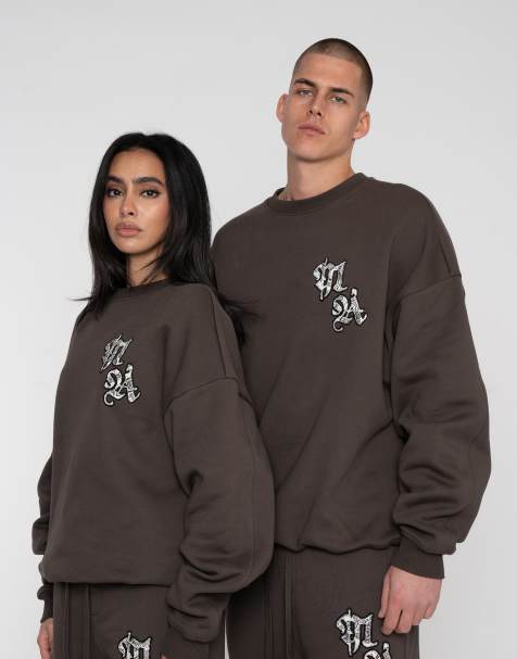 Multiply Apparel – Stencil – Oversize-Sweatshirt in türkischem Kaffeebraun - view 1