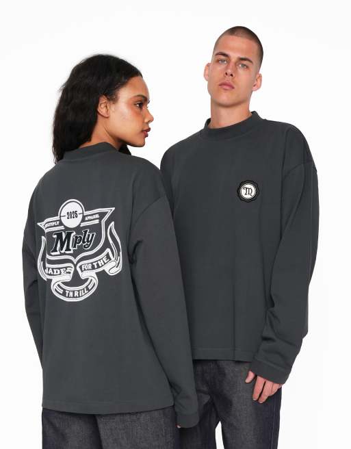 Multiply Apparel - Thrill - T-shirt nera oversize a maniche lunghe