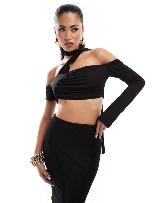 Murci asymmetric off the shoulder top in black - part of a set