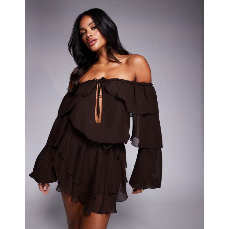 gold long sleeve sequin mini dress Mac Duggal - Gold Sequined Cape Sleeve Mini Dress