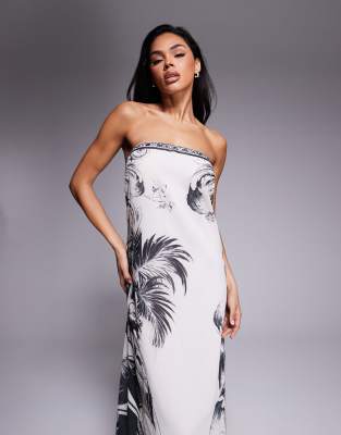 Murci Exclusive Chiffon Bandeau Trapeze Maxi Dress In White