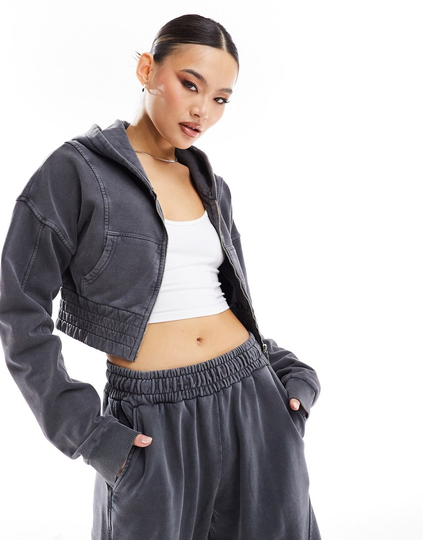 Murci exclusive cropped hoodie co-ord in grey