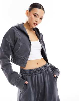 Shop Murci Exclusive Cropped Hoodie In Gray - Part Of A Set