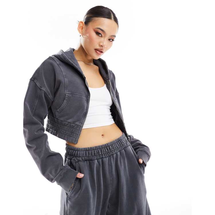 トップス Flight Mode Cropped Pullover(light gray) Comfy Crop Hoodie - Light Grey - Rise