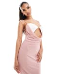 [Murci] Murci exclusive cut out halterneck maxi dress in light pink-Blue 12 Light pink