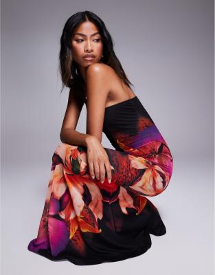 Murci Exclusive Mesh Bandeau Fishtail Maxi Dress