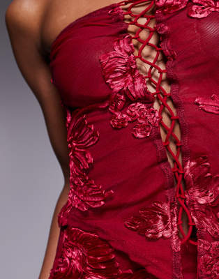MURCI EXCLUSIVE MESH BANDEAU LACE UP TOP 