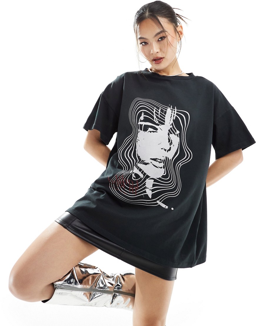 Exclusive oversized graphic T-shirt in black