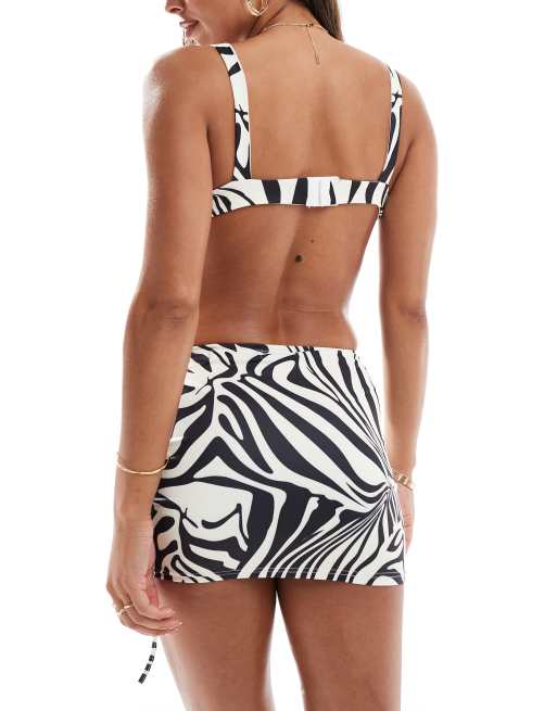 Murci Exclusive ruched beach skirt in zebra print part of a set