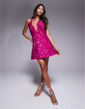 ASOS DESIGN sequin angel sleeve mini dress with cut outs and