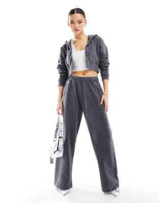 exclusive wide leg sweatpants in gray - part of a set