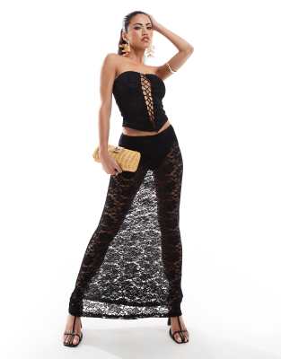 Murci lace maxi skirt co-ord in black