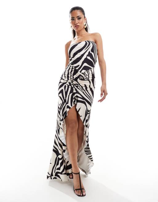 Murci - Maxi bandeau-jurk met split en zebraprint