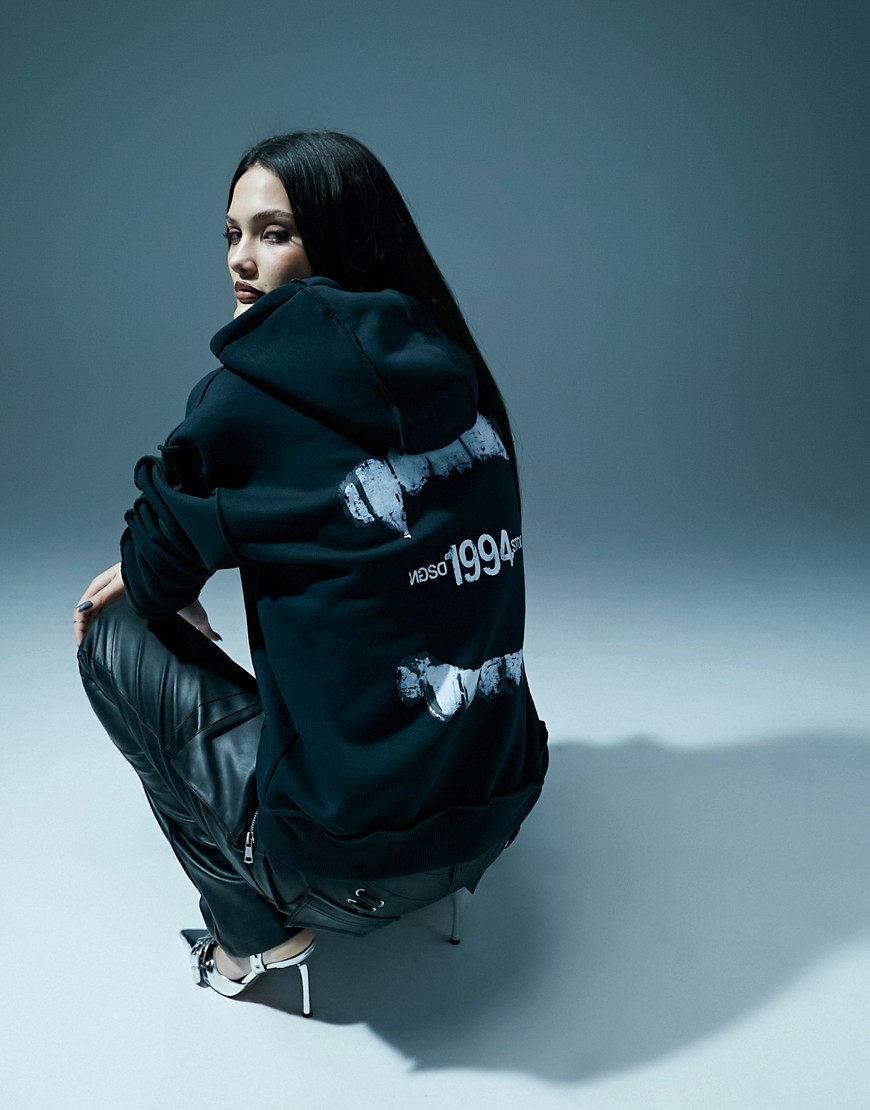 Murci oversized design studio motif hoodie in black