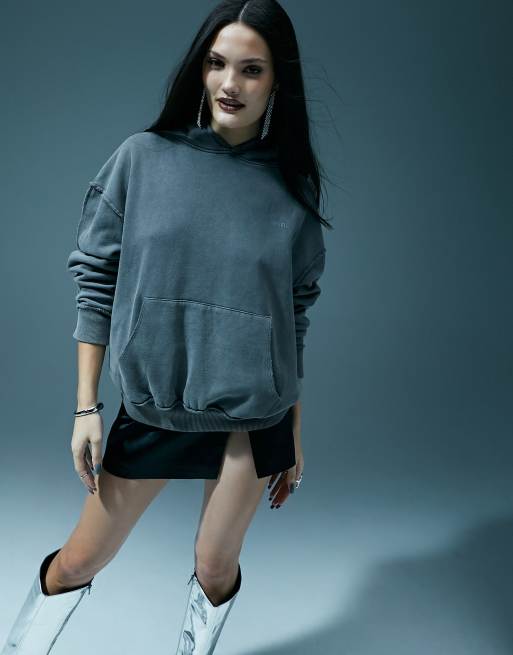 Murci oversized motif hoodie in washed gray