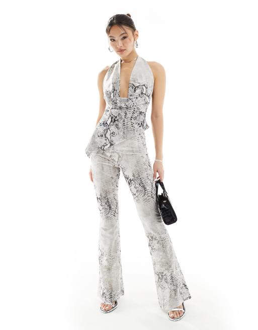 Murci - Pantalon d'ensemble évasé en tulle transparent - Gris serpent