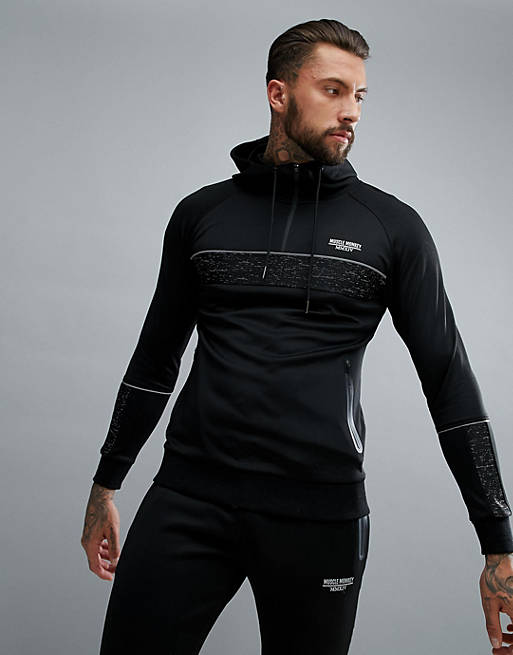 Muscle Monkey Muscle Fit Hoodie With Reflective Piping | ASOS