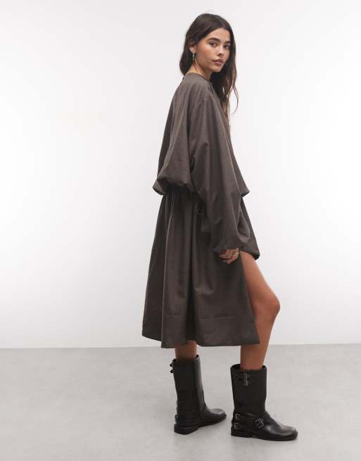 Muse Assembly asymmetrical high low midaxi dress in grey, 4 of 4