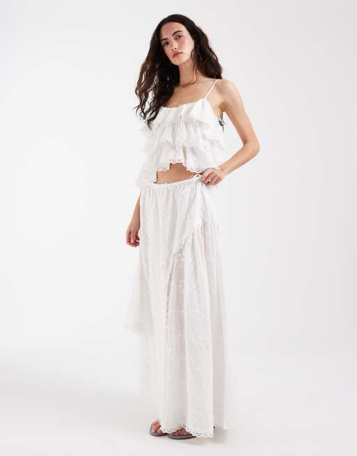 Muse Assembly boho broderie anglaise maxi skirt in white (part of a set), 2 of 6