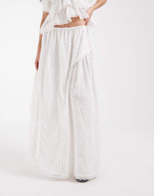 Muse Assembly boho broderie anglaise maxi skirt in white (part of a set), 6 of 6