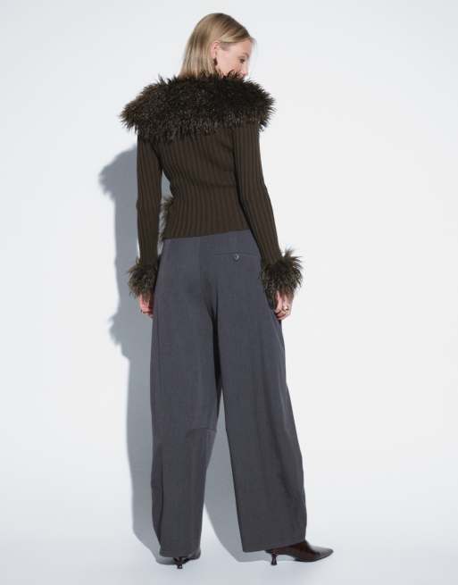 Muse Assembly broek met dubbele taillebanddetail Milena in grijs, 5 van 9