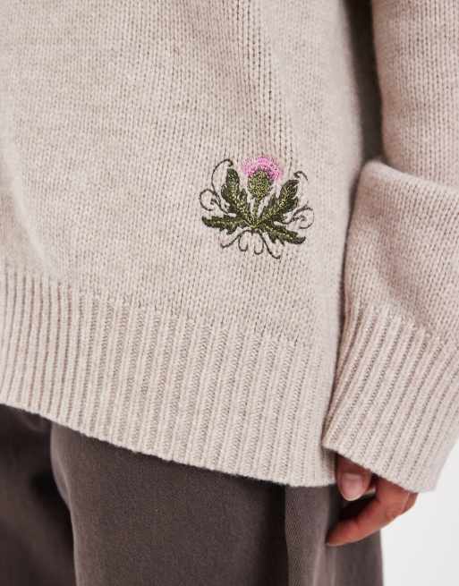 Muse Assembly cardigan oversize à grand col Fiona couleur avoine, 3 de 5