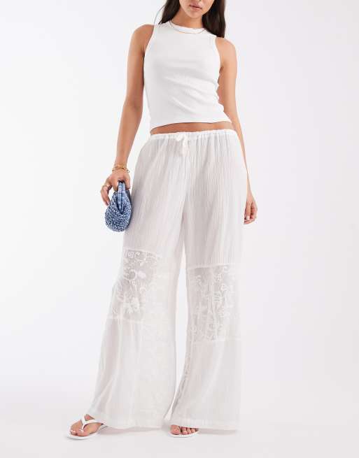 Muse Assembly Celeste lace panel wide leg trousers, 2 of 6