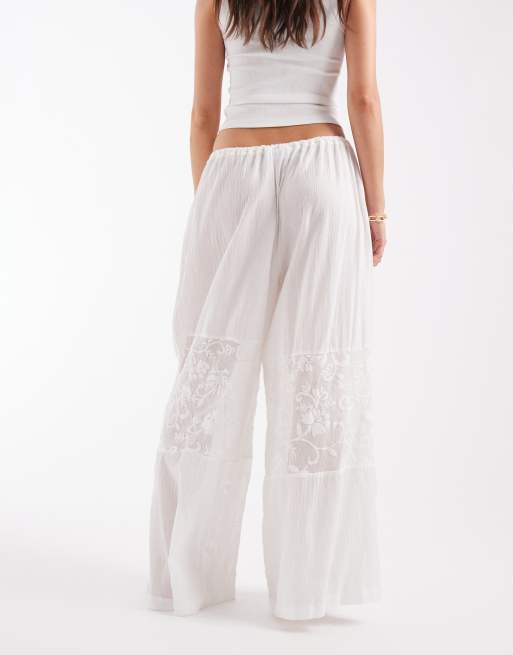 Muse Assembly Celeste lace panel wide leg trousers, 4 of 6