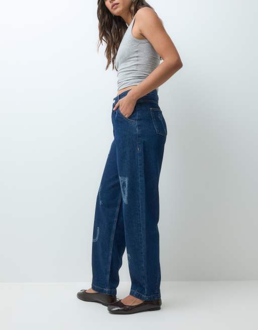 Muse Assembly charm printed baggy jeans in indigo, 2 of 5
