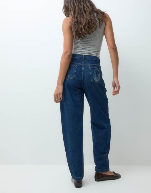 Muse Assembly charm printed baggy jeans in indigo, 3 of 5