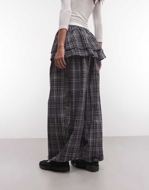 Muse Assembly checked two layer skirt balloon pant in multi check, 5 of 5