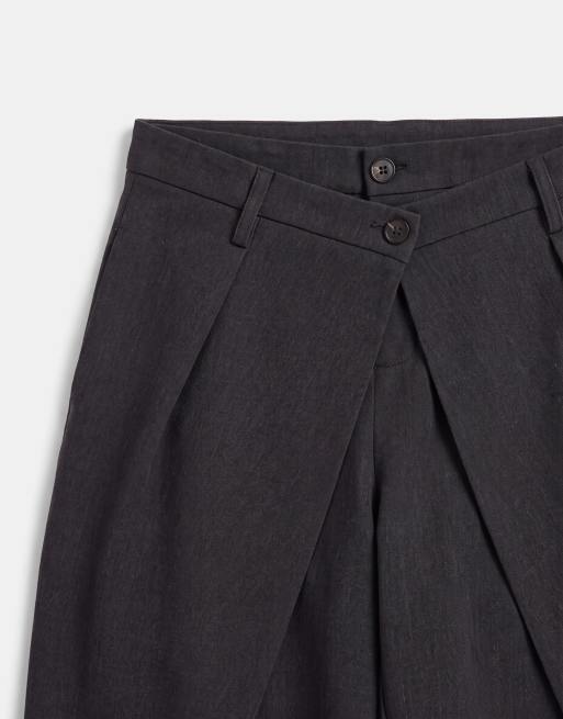 Muse Assembly double waistband detail milena trousers in grey, 9 of 9
