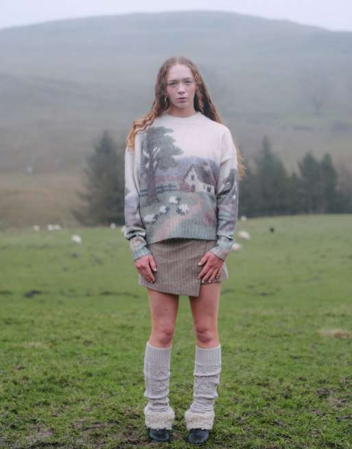 Muse Assembly graphic Erin knitted jumper in cream, 2 of 5