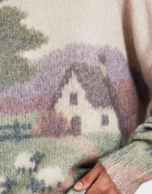 Muse Assembly graphic Erin knitted jumper in cream, 3 of 5