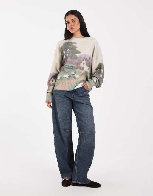 Muse Assembly graphic Erin knitted jumper in cream, 4 of 5