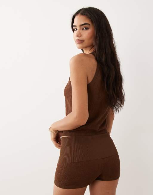 Muse Assembly Isla fold over waist knitted shorts co-ord, 5 of 6
