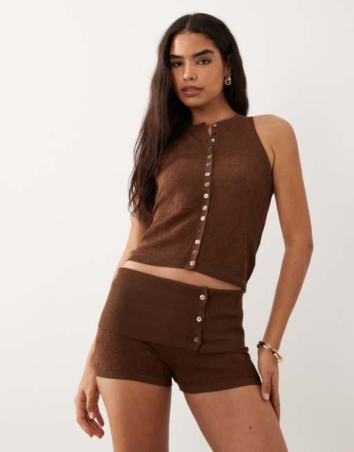 Muse Assembly Isla fold over waist knitted shorts co-ord, 6 of 6