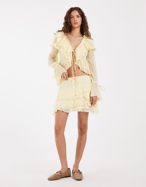 Muse Assembly Ivy Ruffle layer mini skirt co-ord, 2 of 5