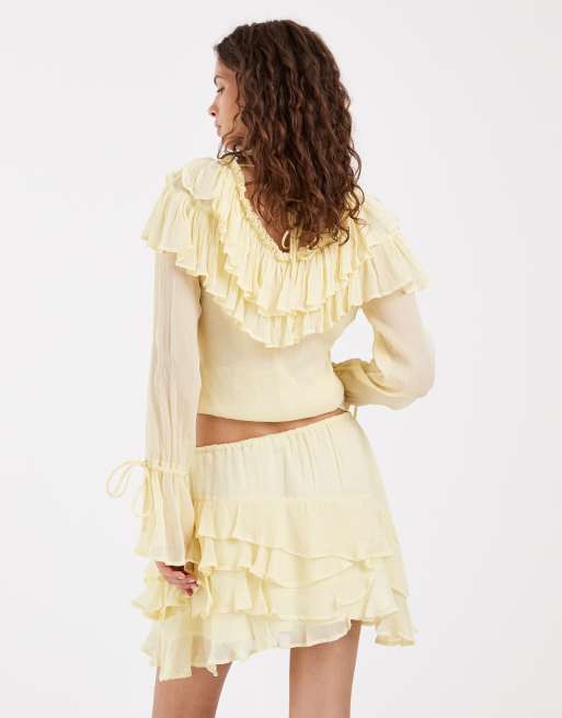 Muse Assembly Ivy Ruffle layer mini skirt co-ord, 5 of 5