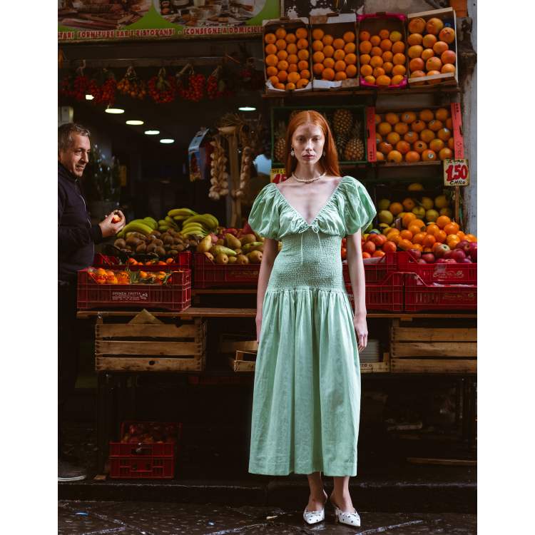Muse Assembly Jane shirred puff sleeve midaxi dress | ASOS