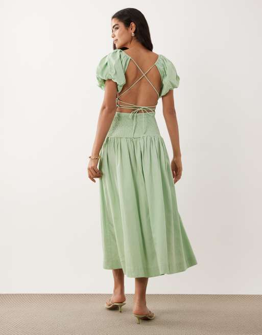 Muse Assembly Jane shirred puff sleeve midaxi dress, 2 of 5