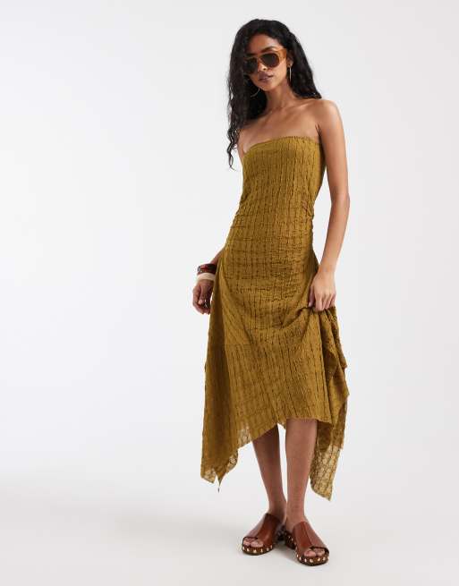Muse Assembly - Layla - Vestido midi con escote palabra de honor y bajo estilo pañuelo, 3 de 5