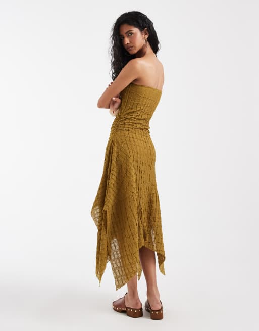 Muse Assembly - Layla - Vestido midi con escote palabra de honor y bajo estilo pañuelo, 5 de 5