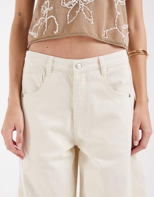 Muse Assembly low rise barrel jeans in ecru, 5 of 6