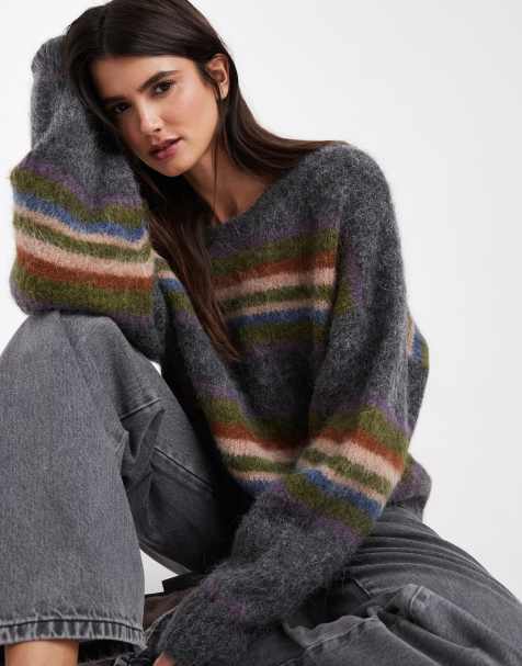 Muse Assembly maglione lavorato a maglia a righe Hattie grigio - view 1