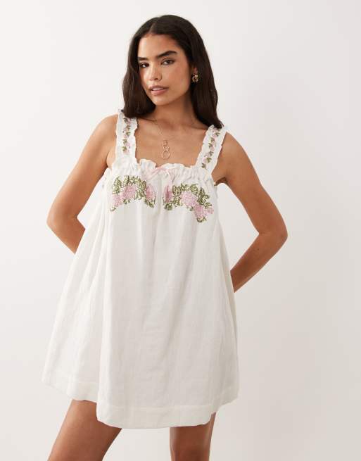 Muse Assembly Mary embroidered smock mini dress, 2 of 5