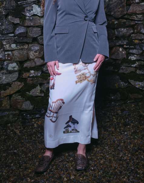 Muse Assembly maxi graphic carrie skirt in cream - view 1